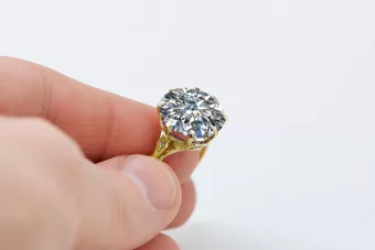 Anillo Circón Oro amarillo de 14 quilates Estilo vintage vrc073y